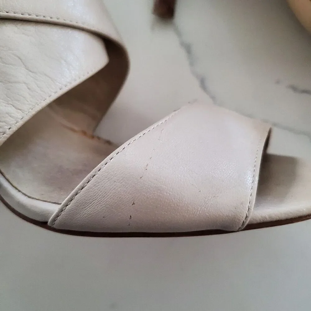 Michael Kors Women's Sandals Size 7.5 Beige Genuine Leather 3.5